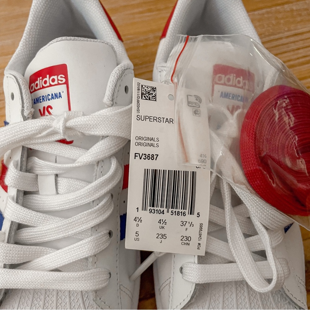 Adidas Originals Legacy Superstar Americana Red White Blue Unisex Sneakers - Picture 3 of 6